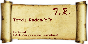 Tordy Radomér névjegykártya